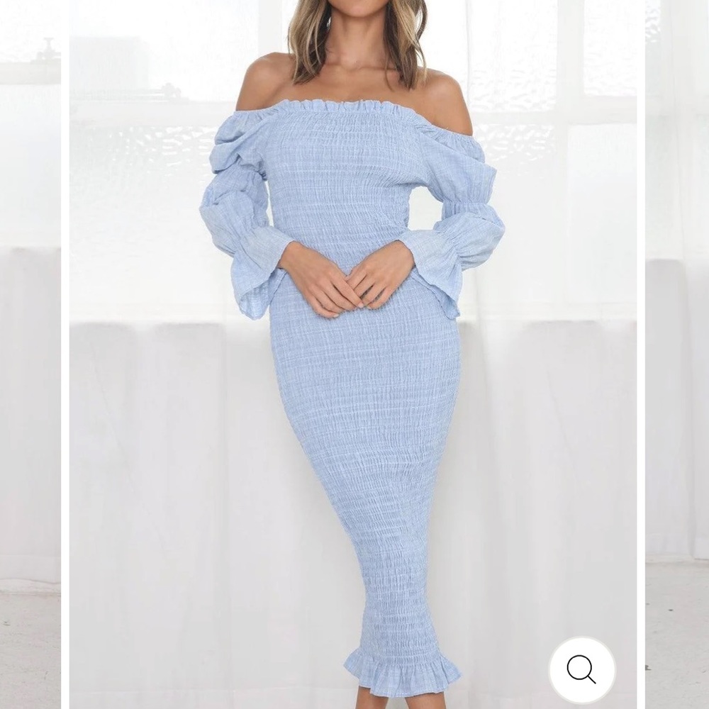 JAUS GRACE MIDI DRESS - BABY BLUE size large